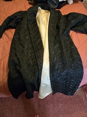 Vintage Woman's Black Quilted Duster Jacket